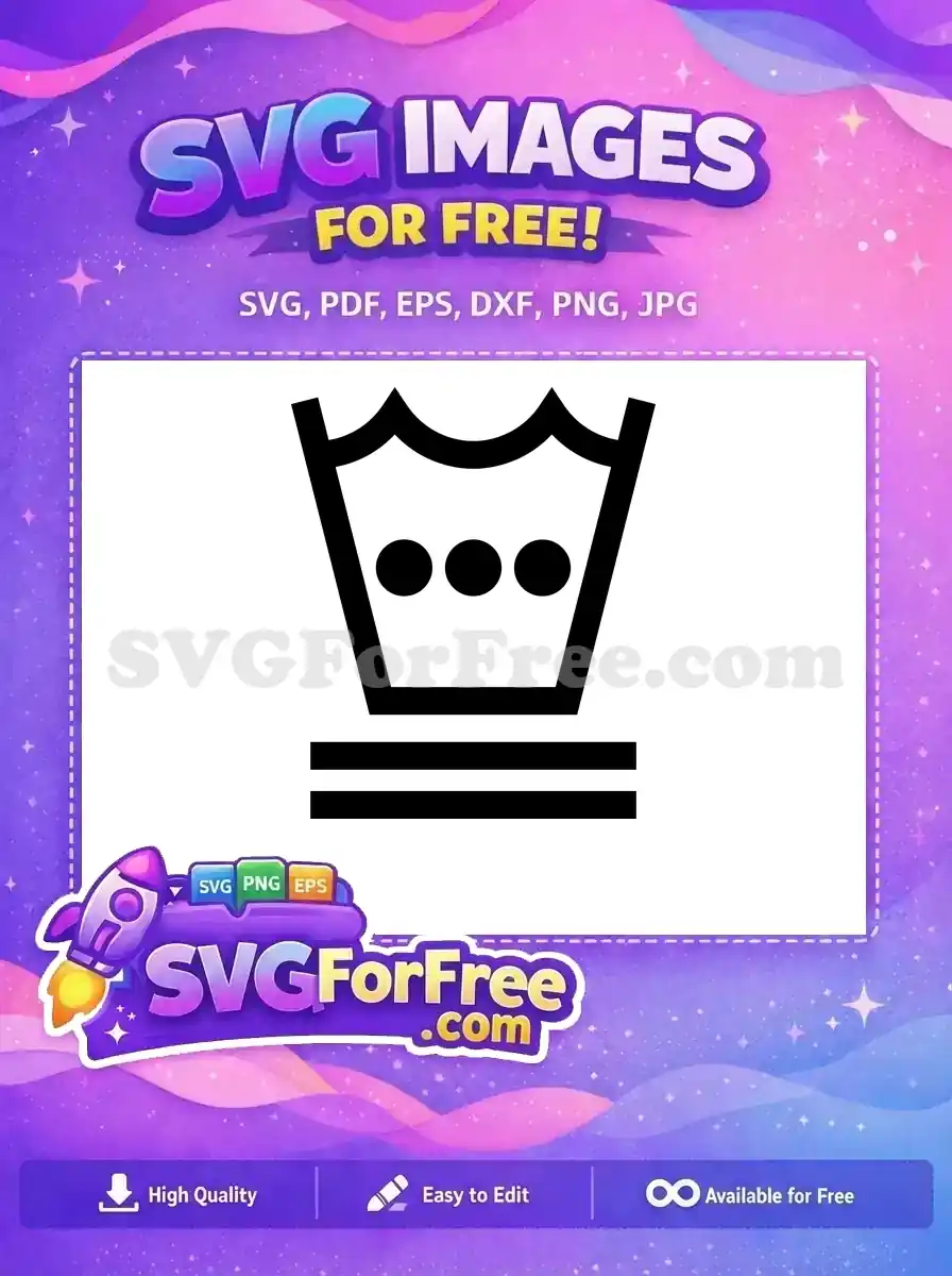 A free design laundry care symbol for gentle wash at 60°C, featuring a tub with three dots and two lines. This free SVG is ideal for clear instructions.