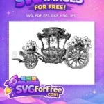 Free Ornate Floral Carriage Free Vintage Engraved Style Cinderella Free SVG - Instant Download