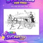 Free Vintage Man Driving Horse Free Classic Two-Wheel Carriage Carriage SVG Free SVG - Instant Download