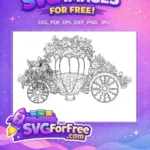 Free Ornate Floral Pumpkin Carriage Free Whimsical Flower Details Cinderella Free SVG - Instant Download