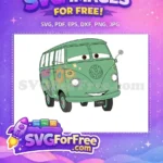 Free Smiling Green Fillmore Bus Free Flower Power Decals Cars Movie Free SVG - Instant Download