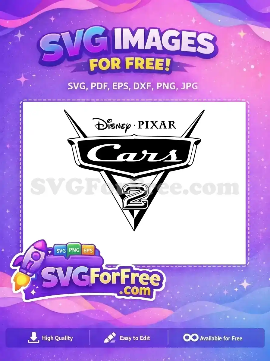 Download this free Disney Pixar Cars 2 logo SVG, ideal for personalizing crafts and merchandise. A versatile free vector design.