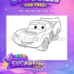 Free Smiling Lightning McQueen 95 Free Coloring Page Cars Movie Free SVG - Instant Download