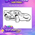 Free Smiling Lightning McQueen Free Number 95 Cars Movie Free SVG - Instant Download