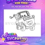 Free Mater Tow Truck Outline Free Friendly Buck Teeth Cars Movie Free SVG - Instant Download