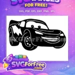 Free Smiling Lightning McQueen Silhouette Free Lightning Bolt Cars Movie Free SVG - Instant Download