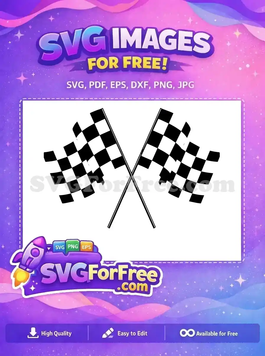 Two classic free checkered flags, crossed on their poles, symbolizing a finish line or victory. A versatile racing free SVG design.