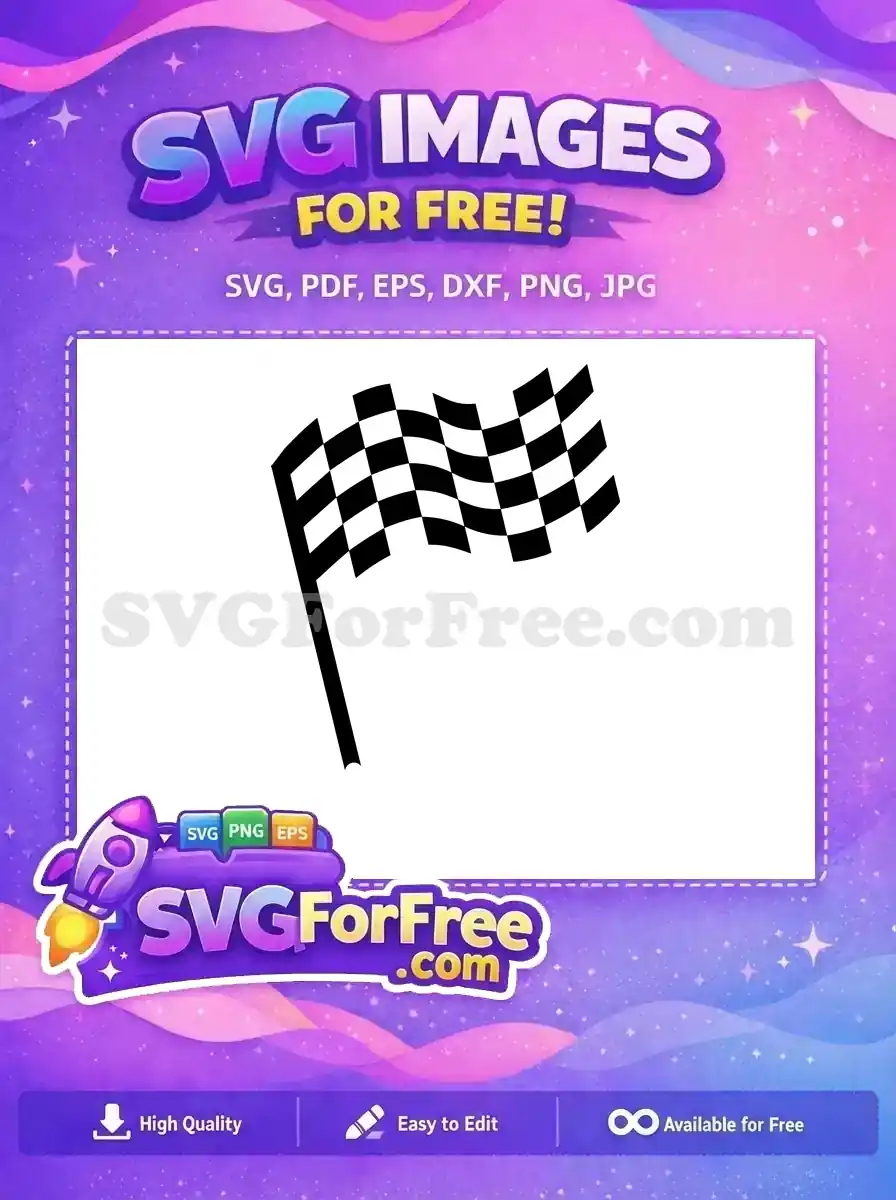A waving free checkered flag SVG design, symbolizing victory and racing, ideal for sports projects and free downloads. Get this free graphic now!