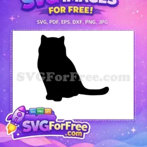 A sleek, free sitting cat silhouette, ideal for crafts and digital art. Get this versatile free vector design now!