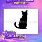 Free Sitting Cat Silhouette Free Black Cat Back Free SVG - Instant Download