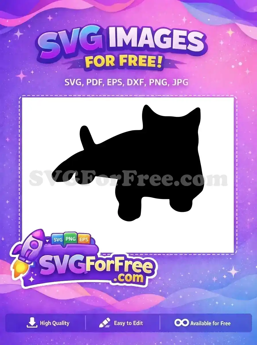 A minimalist free cat silhouette design, ideal for various creative projects. This free SVG offers clean lines and a charming pet theme.