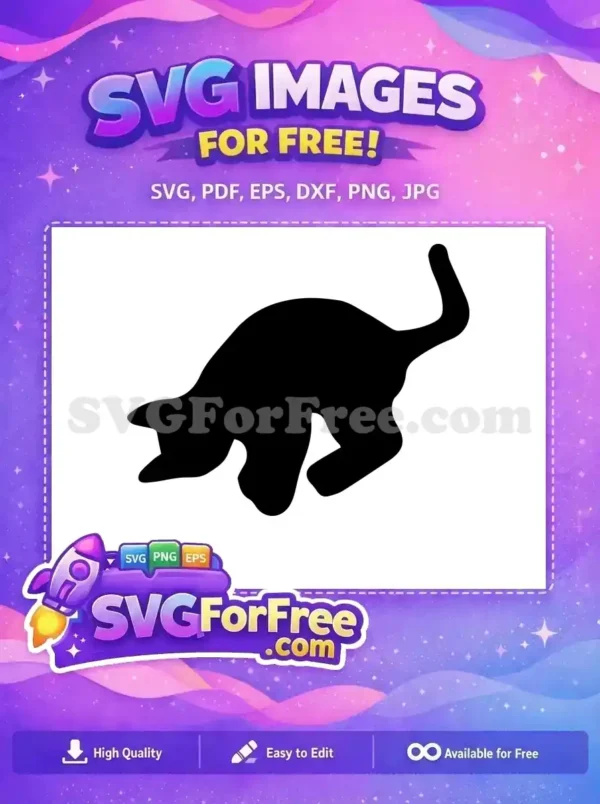 A delightful free black cat silhouette SVG, perfect for animal lovers. This playful feline design is completely free to download!