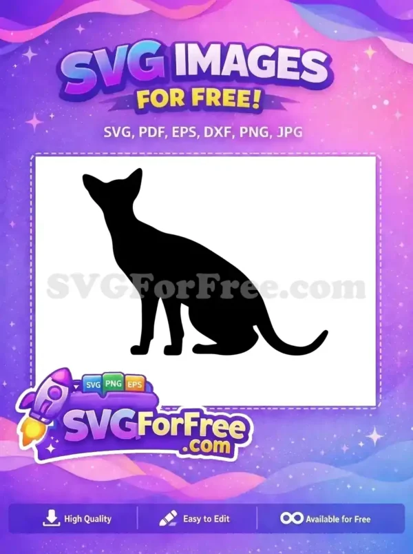 A free elegant cat silhouette, sitting gracefully, looking upwards, perfect for craft projects and unique designs. Download this free animal vector today!