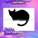 Free Black Cat Silhouette Free Resting Kitten Outline Cat Lovers Free SVG - Instant Download
