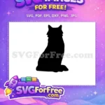 Free Sitting Cat Silhouette Free Fluffy Black Pet Cat Lovers Free SVG - Instant Download