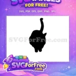 Free Black Cat Silhouette Free Sitting Tail Up Cat Lovers Free SVG - Instant Download