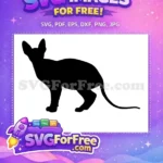 Free Black Sphynx Cat Silhouette Free Alert Pose Design Cat Lovers Free SVG - Instant Download