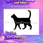 Free Black Cat Silhouette Free Walking Pet Cat Lovers Free SVG - Instant Download