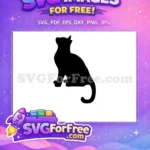 Free Sitting Cat Silhouette Free Curled Tail Detail Cat Lovers Free SVG - Instant Download