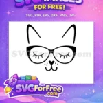 Free Cat with Glasses Free Sleeping Face Cat Lovers Free SVG - Instant Download