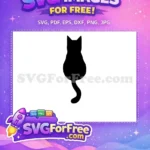 Free Black Cat Silhouette Free Sitting Back View Cat Lovers Free SVG - Instant Download