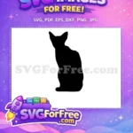 Free Black Cat Silhouette Free Sitting Pose Cat Lovers Free SVG 2 - Instant Download