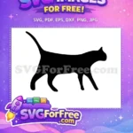 Free Walking Black Cat Free Curved Tail Prowling Cat Quotes Free SVG - Instant Download