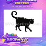 Free Walking Black Cat Silhouette Free Curly Tail Cat Quotes Free SVG - Instant Download