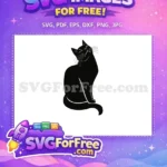 Free Smiling Black Cat Free Long Whiskers Outline Cat Quotes Free SVG - Instant Download