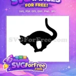 Free Pouncing Black Cat Free Playful High Tail Feline Silhouette Art Free SVG - Instant Download