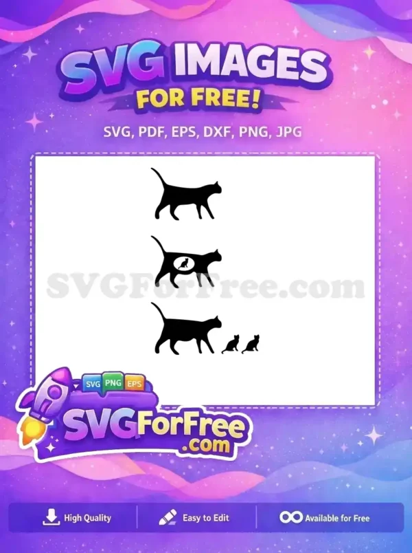 A free SVG of a pregnant cat silhouette, showcasing the beauty of feline gestation. Ideal for any digital project.