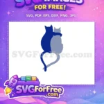 Free Blue Cats Cuddling Free Heart Shape Tails Silhouette Free SVG - Instant Download