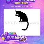 Free Cat Licking Paw Free Black Silhouette Cat Quotes Free SVG - Instant Download