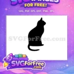 Free Sitting Black Cat Free Elegant Silhouette Design Cat Quotes Free SVG - Instant Download