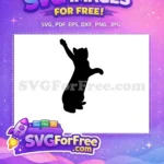 Free Stretching Paw Cat Free Playful Black Cat Silhouette Design Free SVG - Instant Download