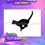 Free Running Black Cat Free High Tail Pose Cat Silhouette Free SVG - Instant Download
