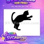 Free Pouncing Black Cat Free Playful Silhouette Cat Quotes Free SVG - Instant Download