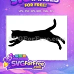 Free Jumping Black Cat Free Dynamic Action Pose Cat Silhouette Free SVG - Instant Download