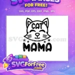 Free Smiling Cat Face Free Quote with Stars Cat Mama Free SVG - Instant Download