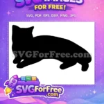Free Lying Down Cat Silhouette Free Black Feline Design Cat Quotes Free SVG - Instant Download