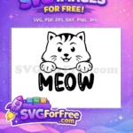Free Cute Peeking Cat Free Meow Quote Silhouette Cat Lover Design Free SVG - Instant Download