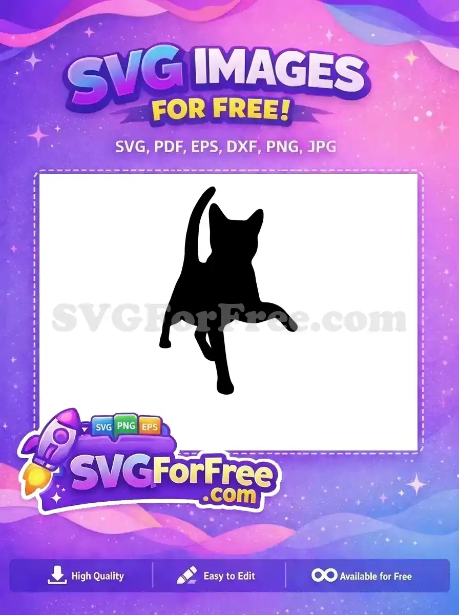 A free spirited cat silhouette, captured in a playful pounce, ready for your next creative project. This free design is versatile.