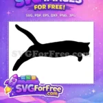 Free Black Cat Silhouette Free Jumping Pounce Pose Cat Quotes Design Free SVG - Instant Download