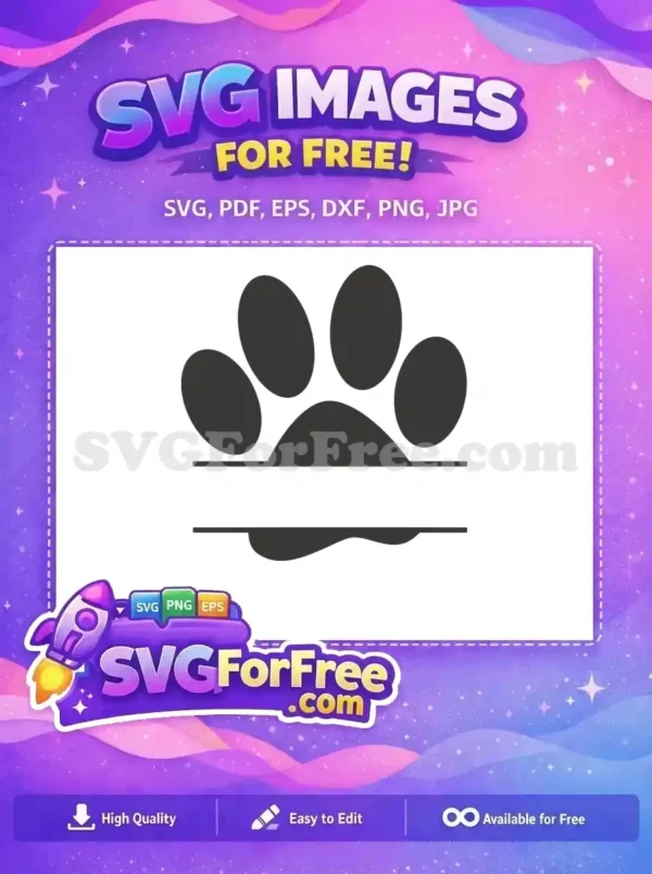 Free Paw Print Split Monogram SVG Design for Pet Lovers Free paw print split monogram SVG design, ideal for custom pet-themed projects. This versatile free vector is ready for crafting.