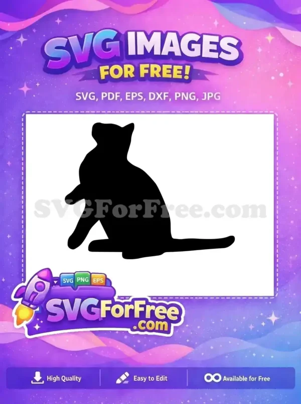 A stylish free black cat silhouette sitting, a perfect free SVG download for animal-themed projects and crafts. Get this free vector graphic now!