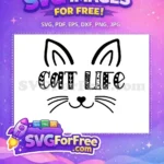 Free Cat Life Quote Free Silhouette Face Cat Lover Free SVG - Instant Download