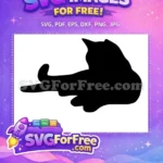 Free Lying Down Cat Silhouette Free Curled Tail Pose Cat Quotes Design Free SVG - Instant Download