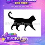 Free Walking Black Cat Free Curved Tail Cat Silhouette Free SVG - Instant Download