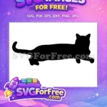 Free Lying Black Cat Free Curled Tail Pet Free SVG - Instant Download