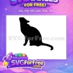 Free Howling Cat Silhouette Free Black Cat Looking Up Feline Free SVG - Instant Download
